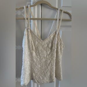 Oleg Cassini Black Tie Vintage Beaded Top